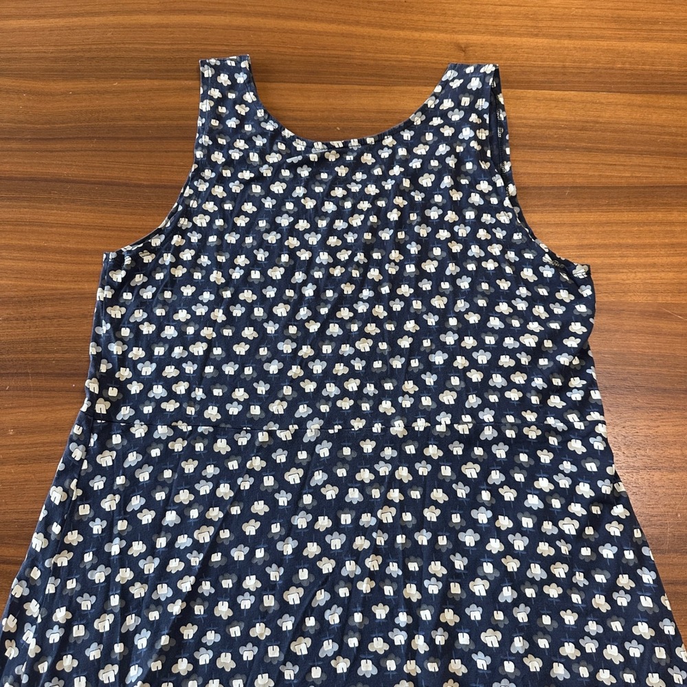 Gudrun Sjödén Sleeveless Dress Charcoal Gray/Blue Floral XL Whimsical Scandi Art - Picture 8 of 9